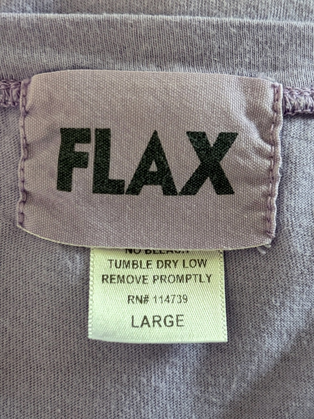 FLAX Purple Cotton V Neck Long Tunic Top Lagenlook Made USA Large - Picture 5 of 7